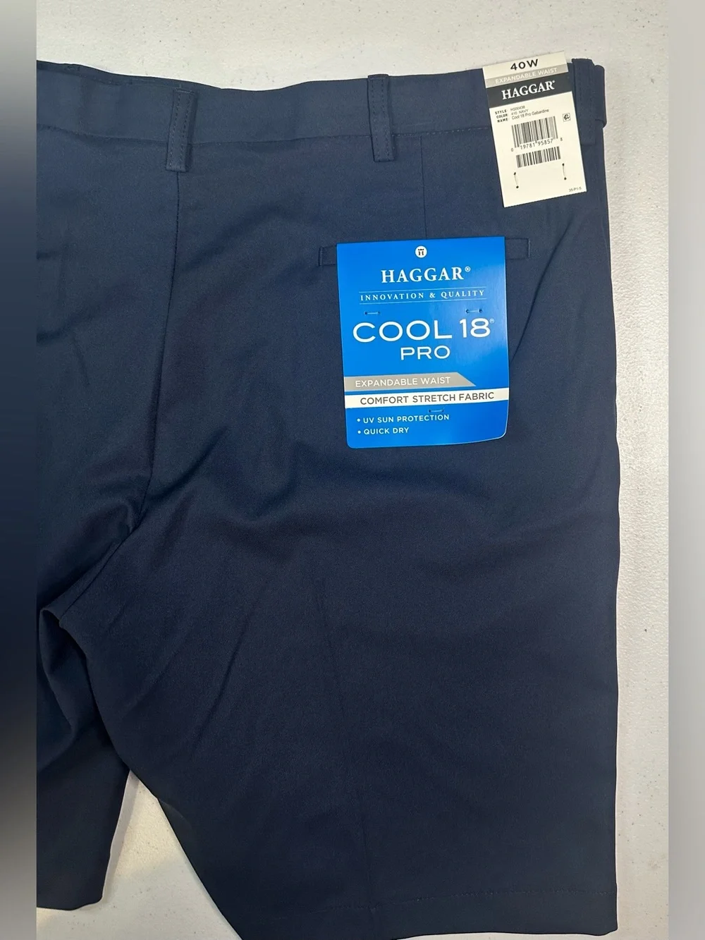 Haggar Cool 18 Pro Navy Golf‎ Shorts 40W Performance Stretch Quick Dry NWT
